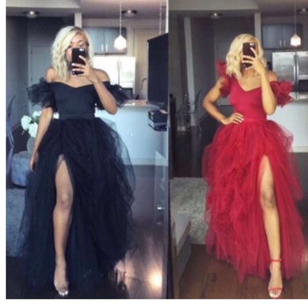 Oyemwen Black Hi-Slit Maxi Skirt Set